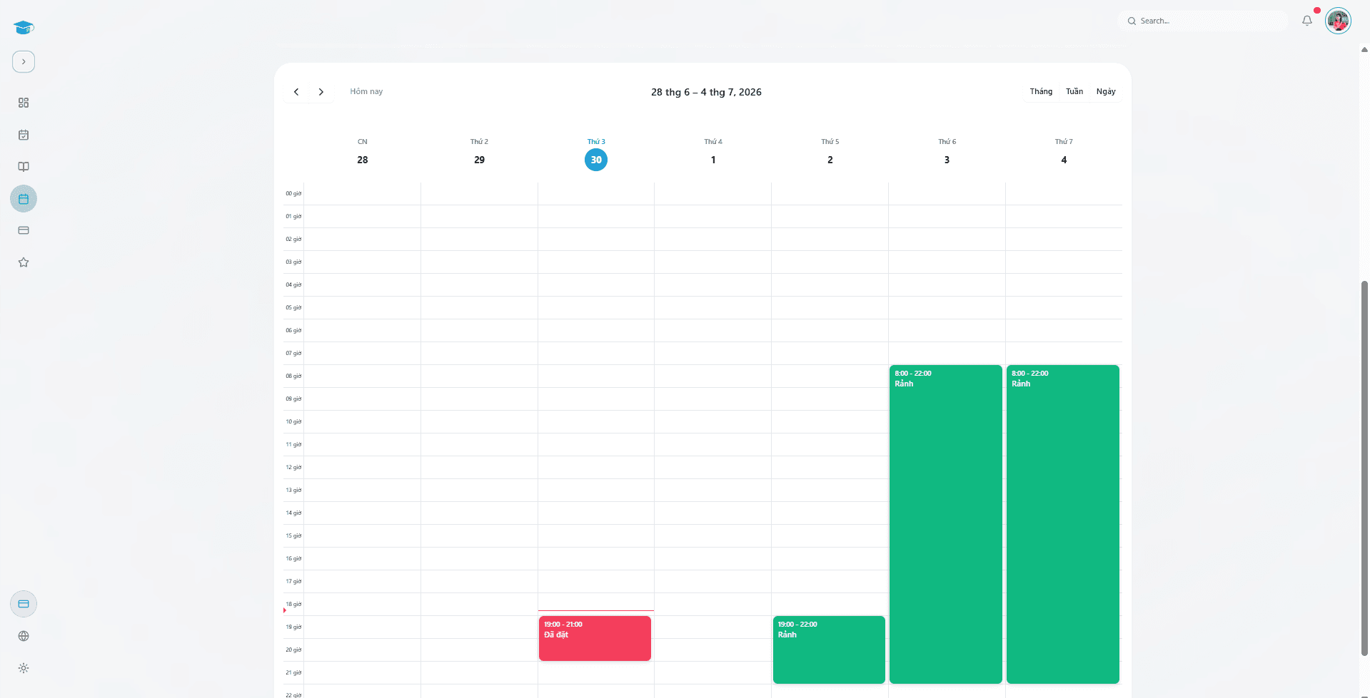 EduBridge create availability calendar screen