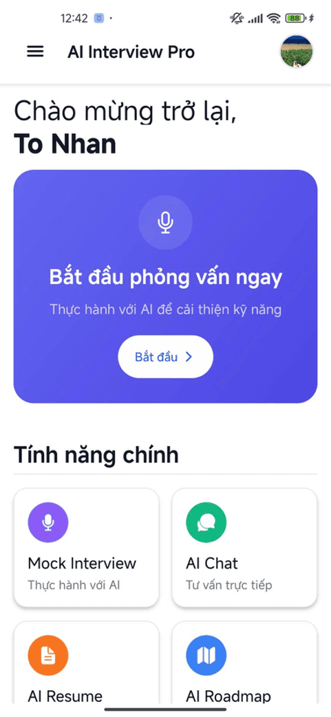 Learn Vox AI mobile home screen