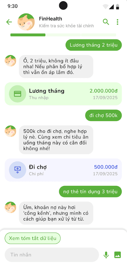 Moneya mobile AI insight chat screen