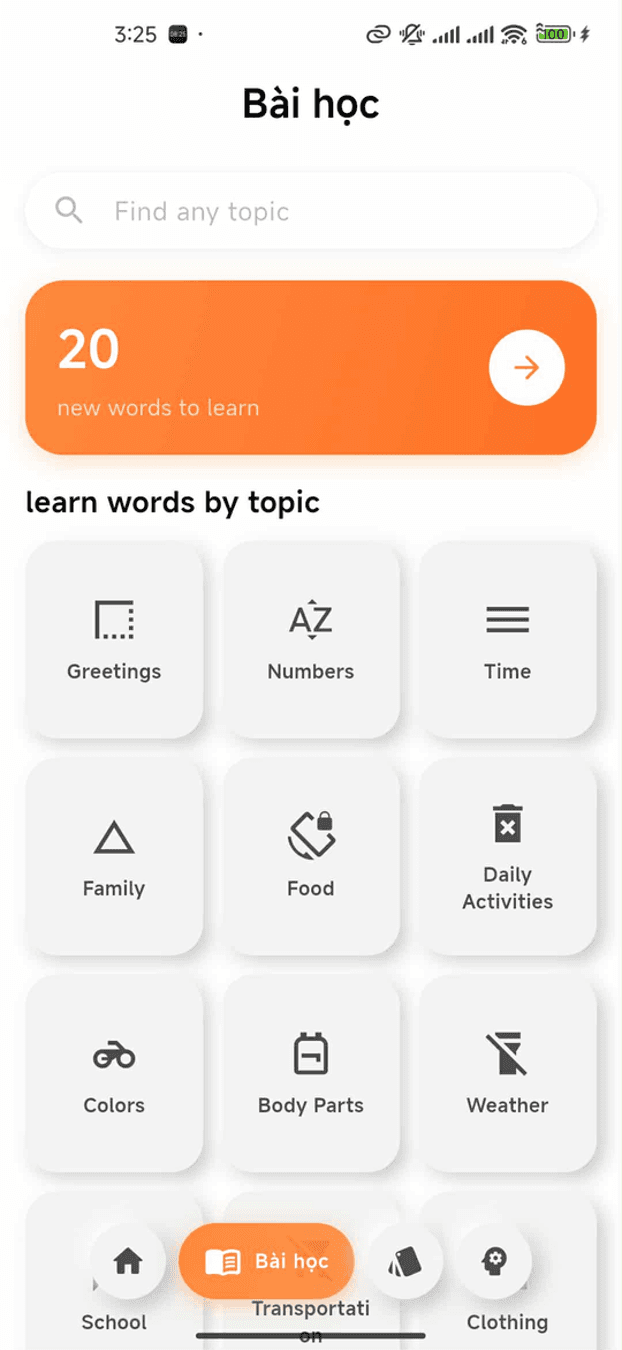 Nihonix topic-based lesson screen