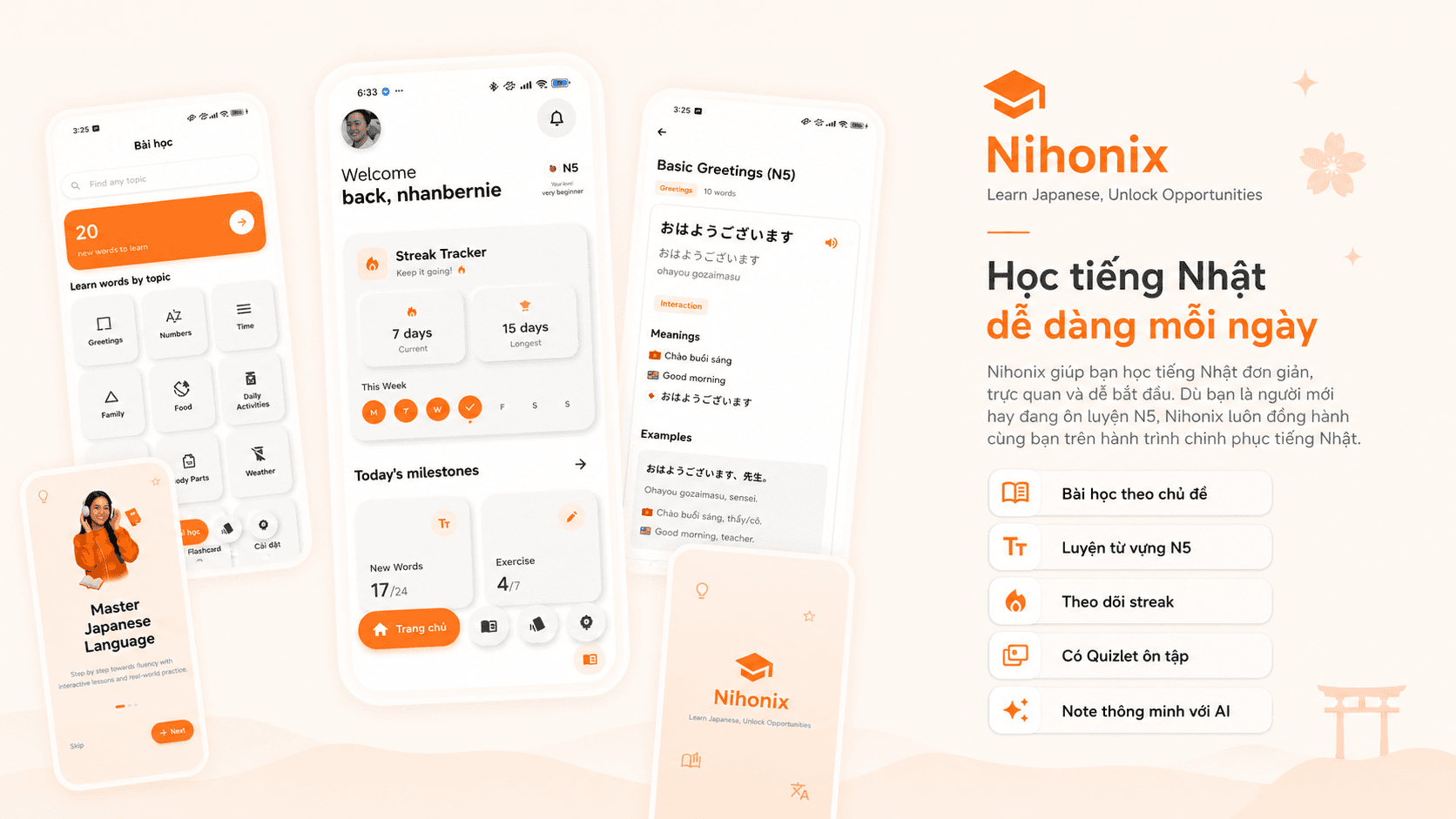 Nihonix Japanese learning mobile app showcase