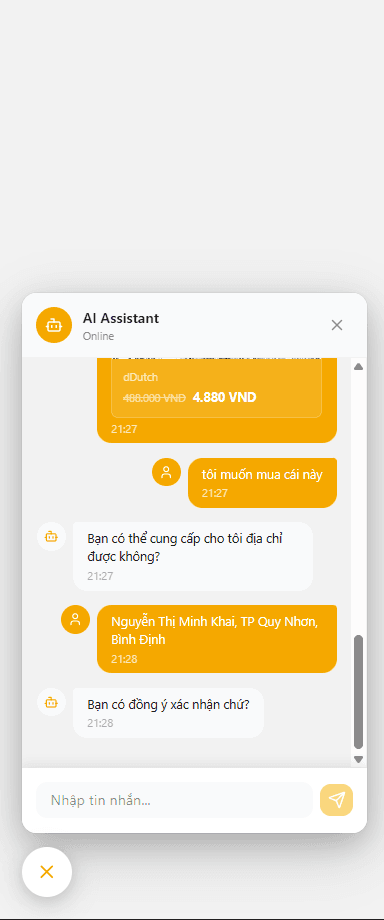 AIC Shop mobile AI shopping assistant chat screen