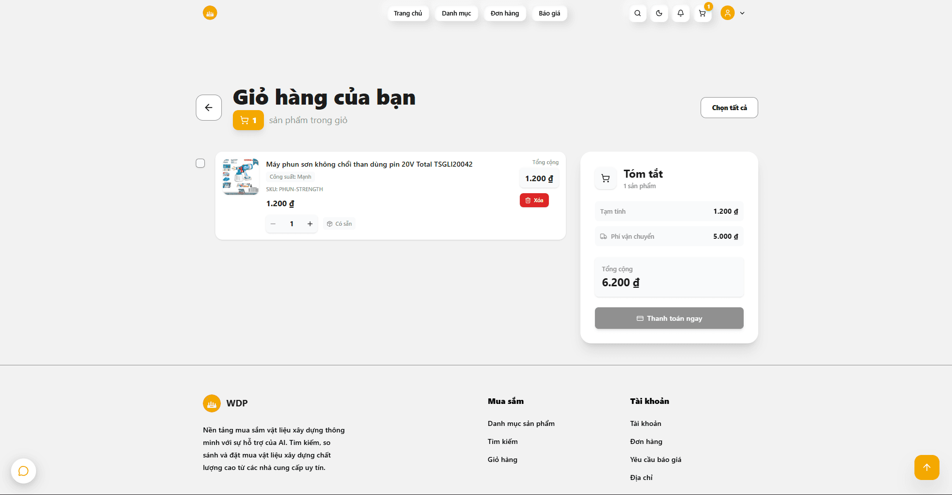 AIC Shop cart screen with selected products and checkout flow