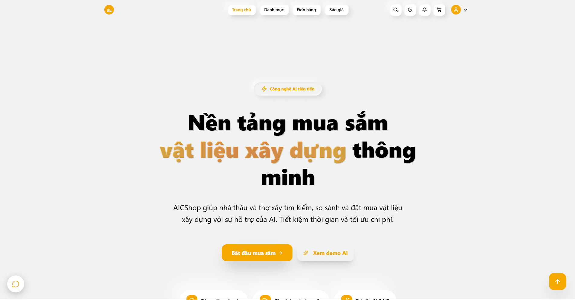 AIC Shop marketplace homepage with construction product discovery